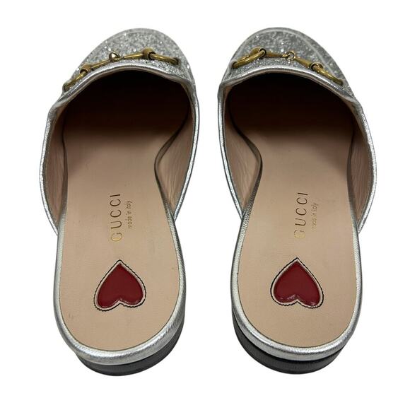 Gucci Silver Glitter Princeton Horsebit Slide Mule Loafers 5.5 - Picture 4 of 13